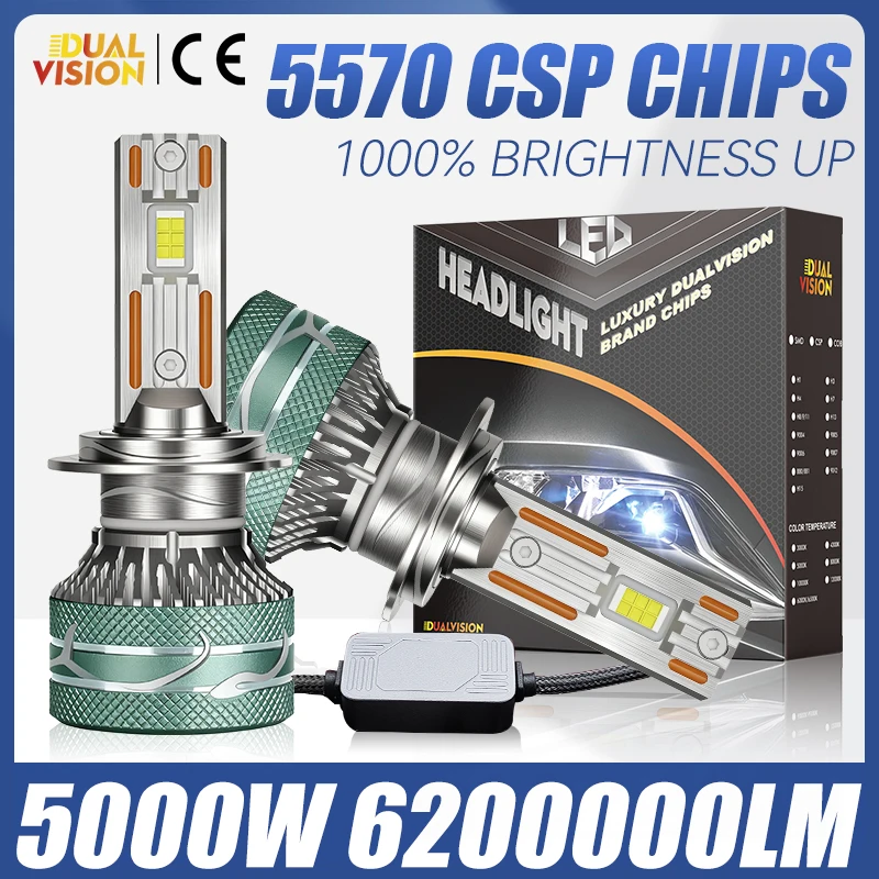 K5C H7 LED 5000W Power Car Headlight Bulb Canbus H3 H1 H4 H11 H8 H9 9005 9006 HB3 HB4 9012 HIR2 5570 CSP 12V Automobile Fog Lamp