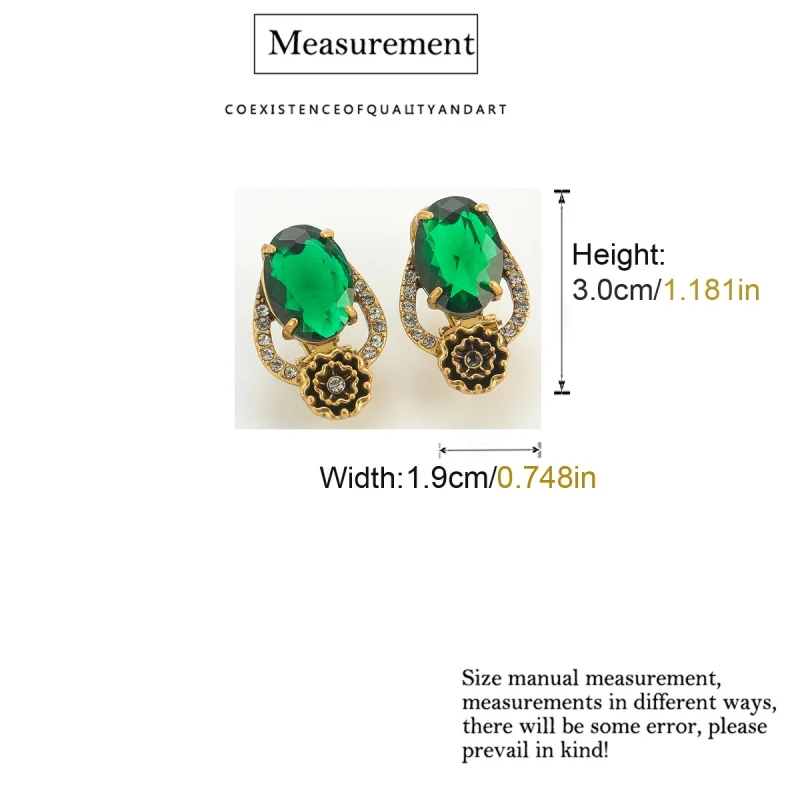 Vintage Green Crystal Black Flower Stud Earring Gold Color Rhinestone Jewelry Designer Quality Luxury Gifts New Trends In 2025