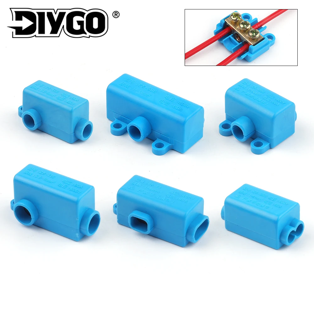 

5PCS High Power 1 In Multiple Out 60A/400V Wiring Terminal Screw Locking Crimp Wire Cable Connector ZK-306 ZK-506 Junction Box