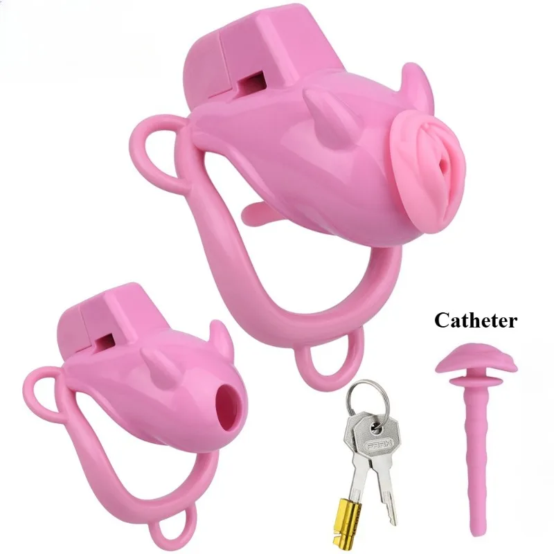 Resin Male Chastity Cage Evil Fake Vagina Anti-Escape Semen Lock Ring Lightweight Adult Toy for Men Gay Device Sex Toys
