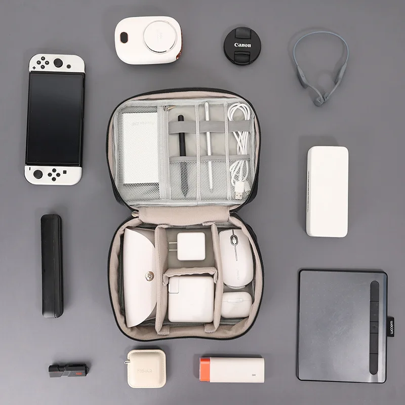 

Cable Storage Bag Shockproof Digital Phone Large Capacity Organizer Box Travel Headphones Power Bank Pouch for Tech Accessories