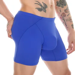 Men Trunks Ice Silk Boxers Sports Breathable Anti-Wear Underwear Long Leg Large Size Underwear Middle Waist Calzoncillo Hombre