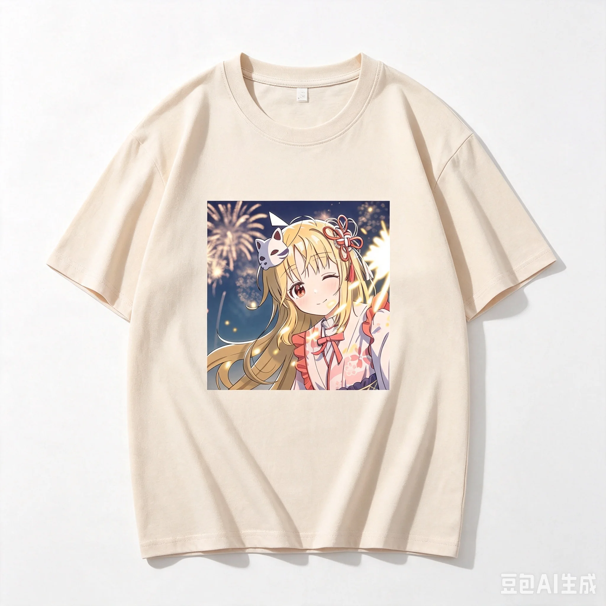 Ijichi Nijika Yukata Sparkler Two Panel Anime Frame Graphic Crew Neck Short Sleeve Comfortable Women And Men T-shirt