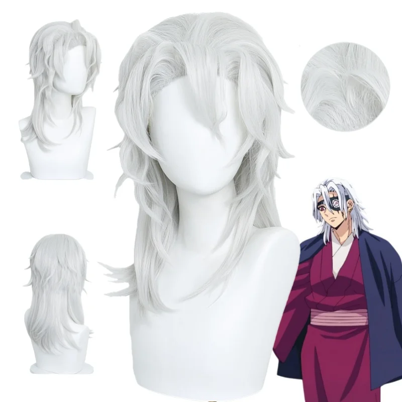 

Uzui Tengen Cosplay Wig Anime Hair Halloween Party Prop Headgear Rose Net Wigs