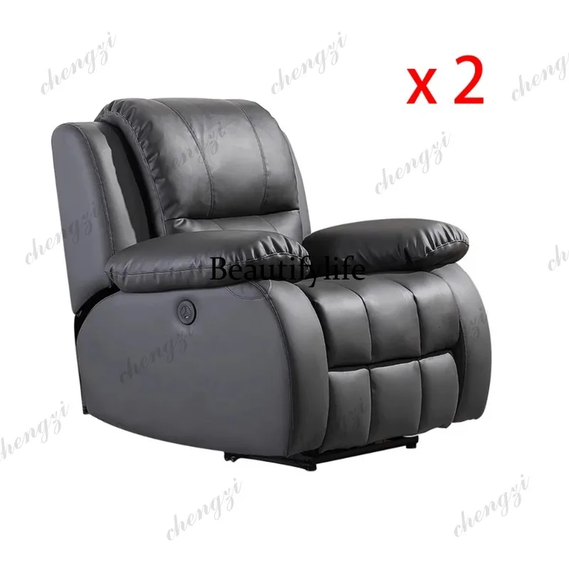 Reclining Loveseat with Cup Holder – Modern Genuine Leather Power Recliner Sofa with Center Console, Home Theater Recliner Couch