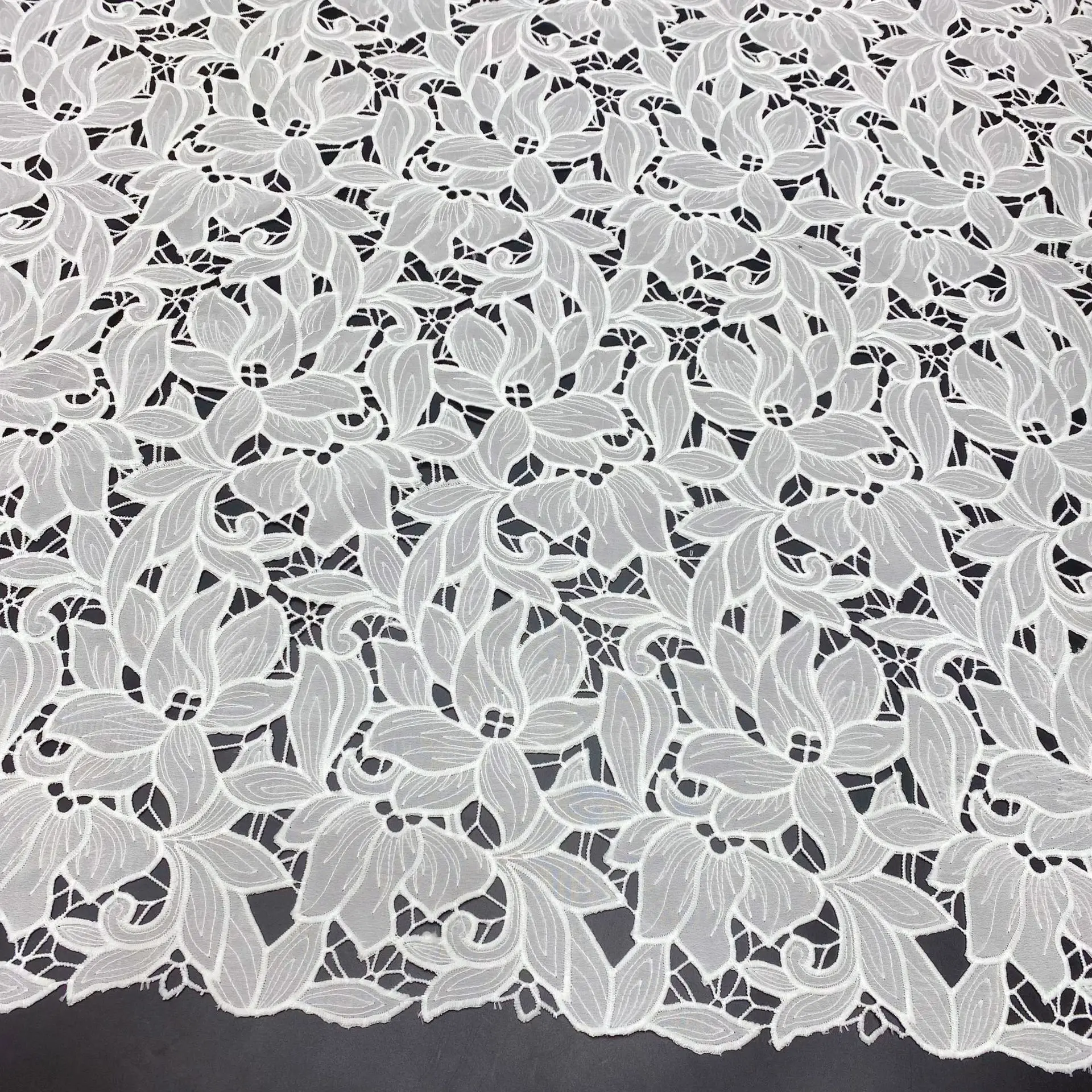 Full Floral Embroidery Chiffon Fabric, Milk Silk Laser Hollow Out Sheer Net Cloth For Garment Wedding Decoration Sewing Craft