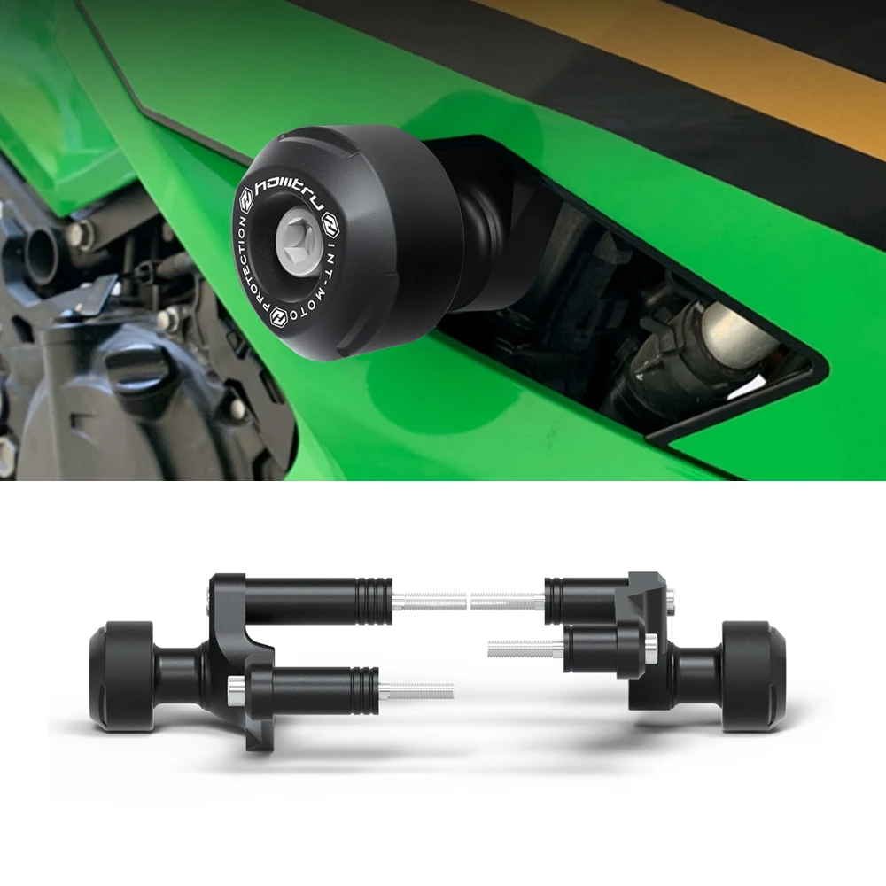 Black Aluminum Crash Protection Frame Sliders for Kawasaki Ninja 400 2018-2025 Enhanced Safety Motorcycle Crash Protectors