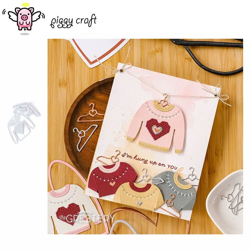 Piggy Craft metal cutting dies cut die mold Love sweater decoration Scrapbook paper craft knife mould blade punch stencils dies