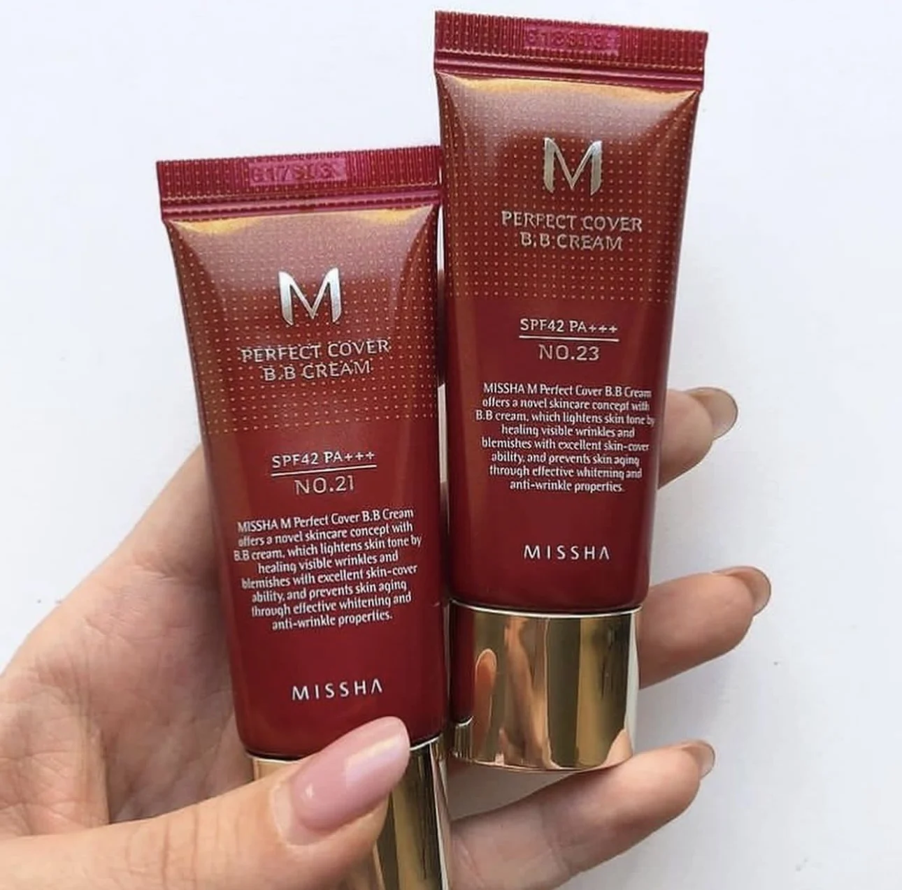 Base líquida Beige claro Natural MISSHA corrector de cobertura fuerte blanqueamiento perfecto 50ml crema BB de esencia de tubo rojo Original