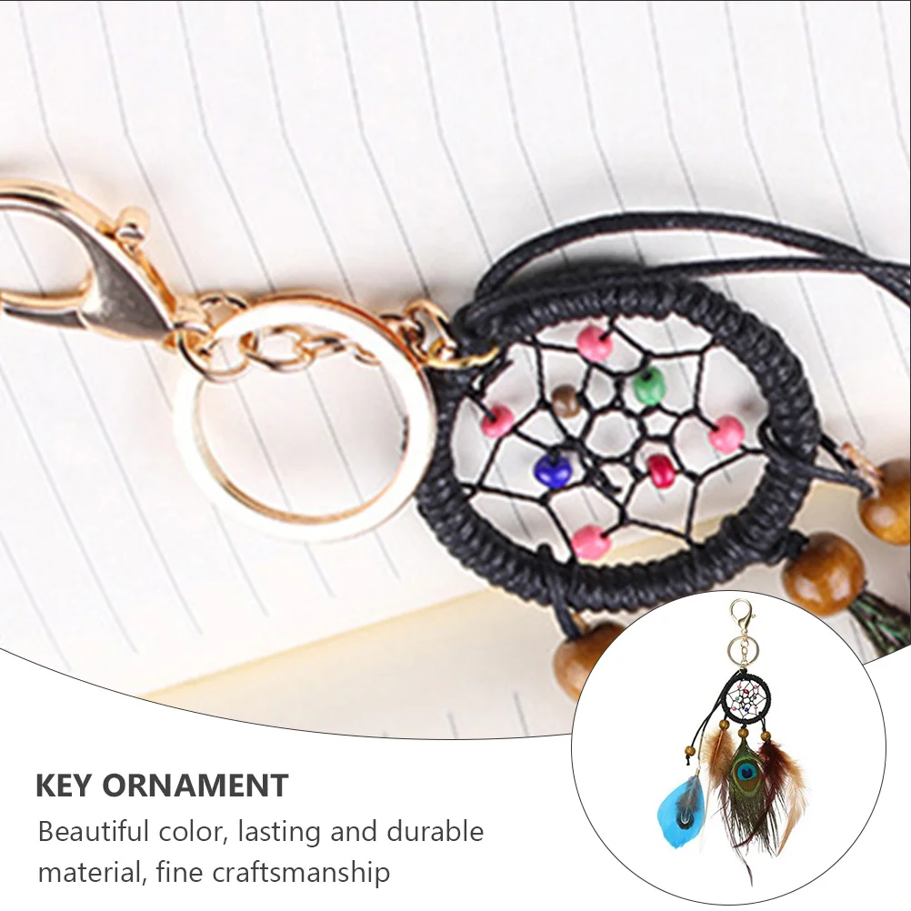 Car Key Holder Chain Fob Ring Decorations Dreamcatcher Peacock Keychain Rings