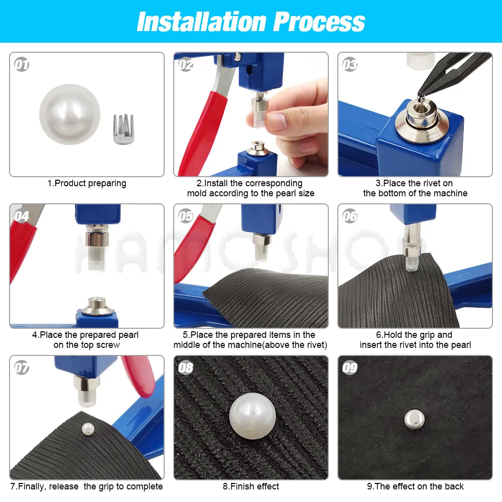 Picture 6: Pearl Setting Machine Manual Clothing Beads Kit with Hand Press Beads Tools Set For Decoration Cloth Bag DIY Project Accessories