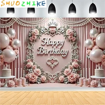 

Baby Shower Happy Birthday Party Photography Backdrops Newborn Kids Air Balloon Princess Tropical Jungle Photo Background BB-26