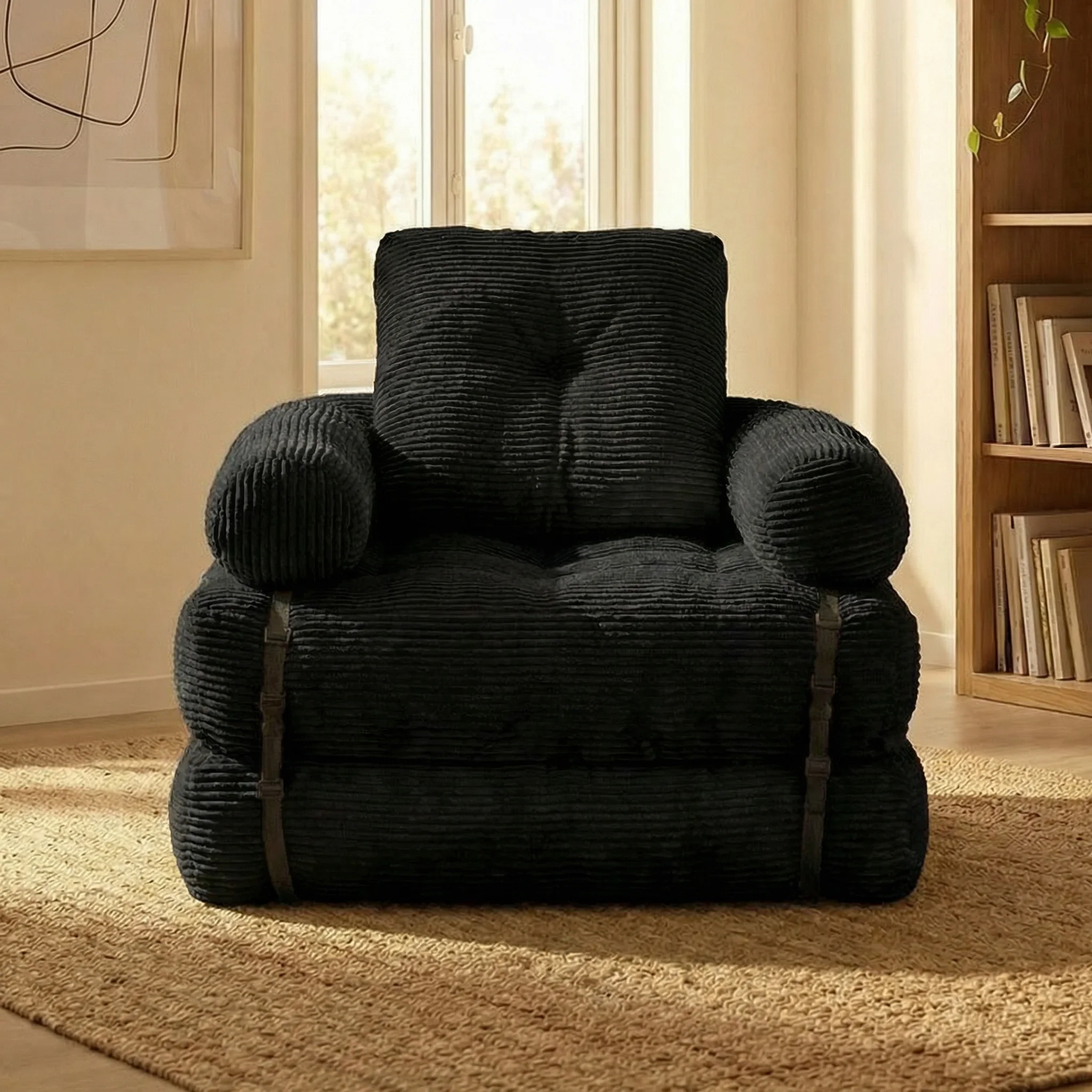 Single Folding Sofa Bed With Armrest, Convertible Sleeper Sofa Couch with Pillow,Foldable Matress, Portable Fold Out Chair Bed Comfy Floor Sofa Lounge