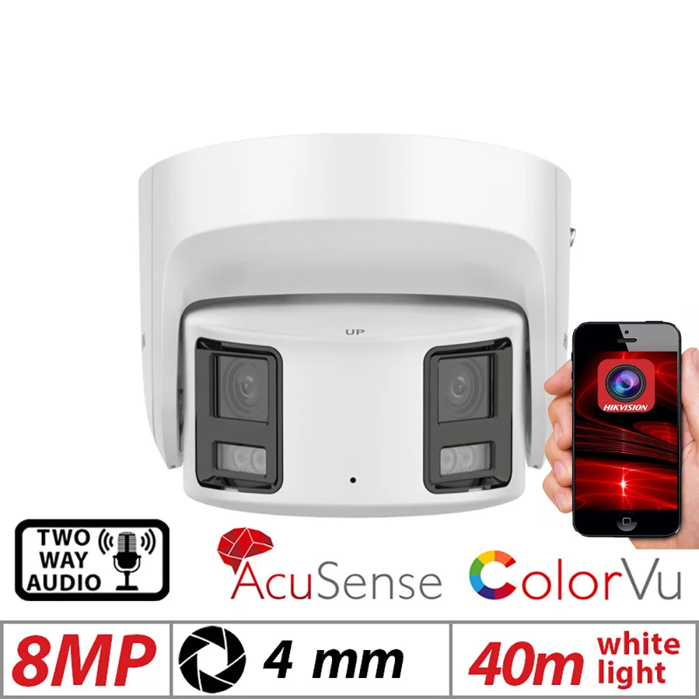 Hik mutil language ColorVu AcuSense DS-2CD2387G2P-LSU/SL 8MP IP camera Outdoor Network Panoramic Camera 2x 4mm Turret Camera