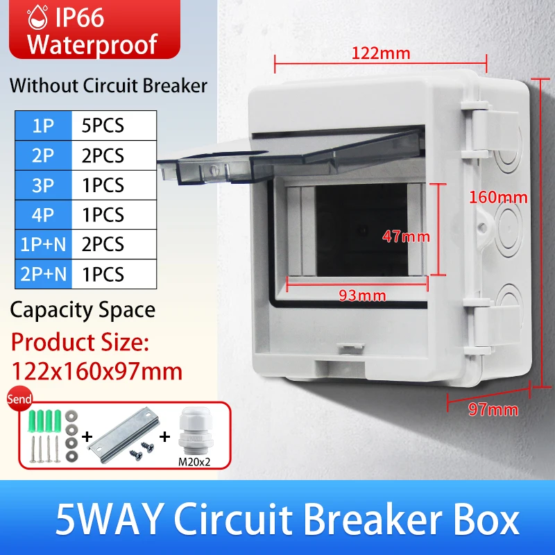 HT-serie IP65 Mcb Breaker Box Distributiebeschermingsbox Levering Elektronische Din Rail-behuizing voor stroomonderbreker aan de muur