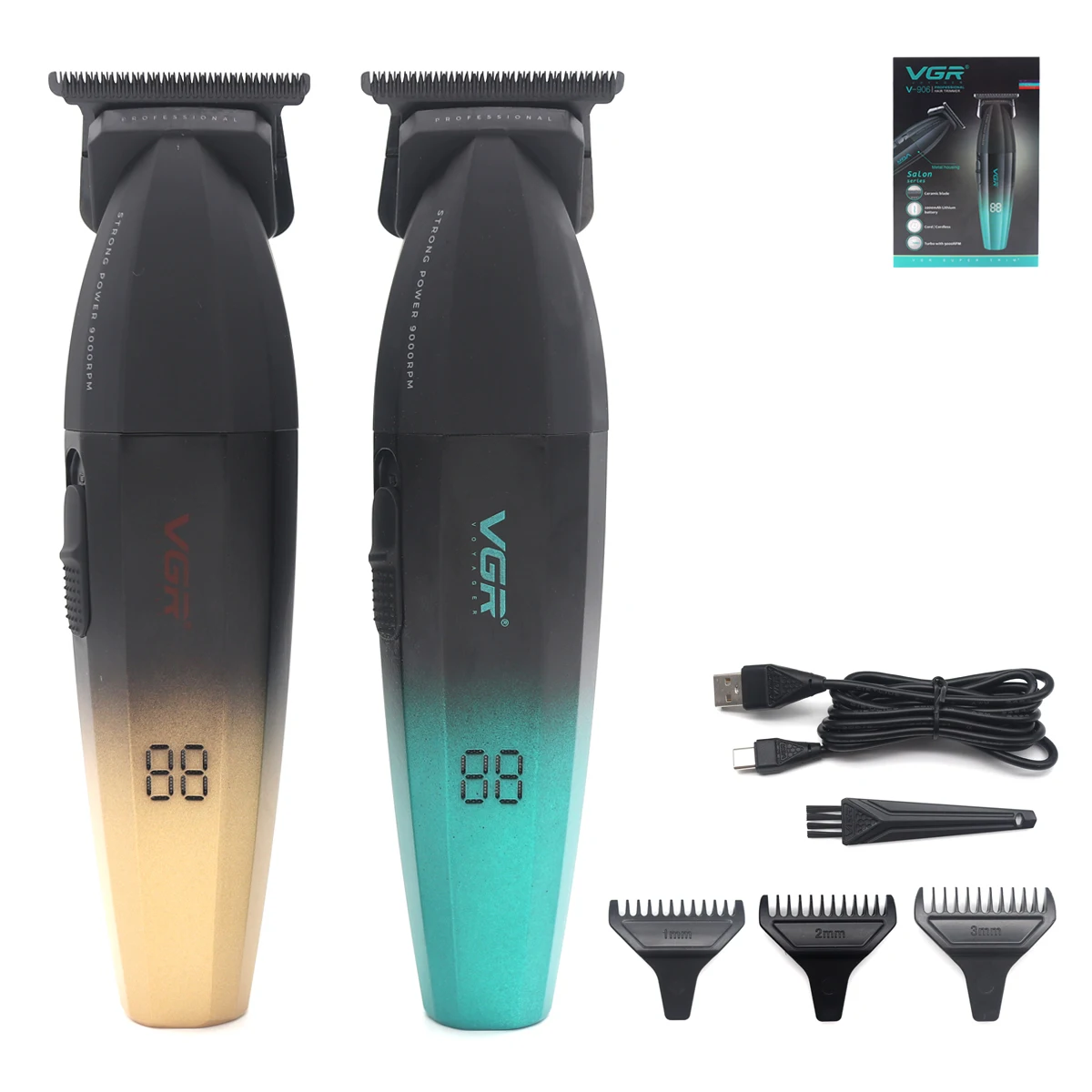 Professional Hair Clipper  DLC T-Blade 9000RPM 2000mAh Battery Push Oil Head Hair Clipper Gradient Trimmer VGR V906