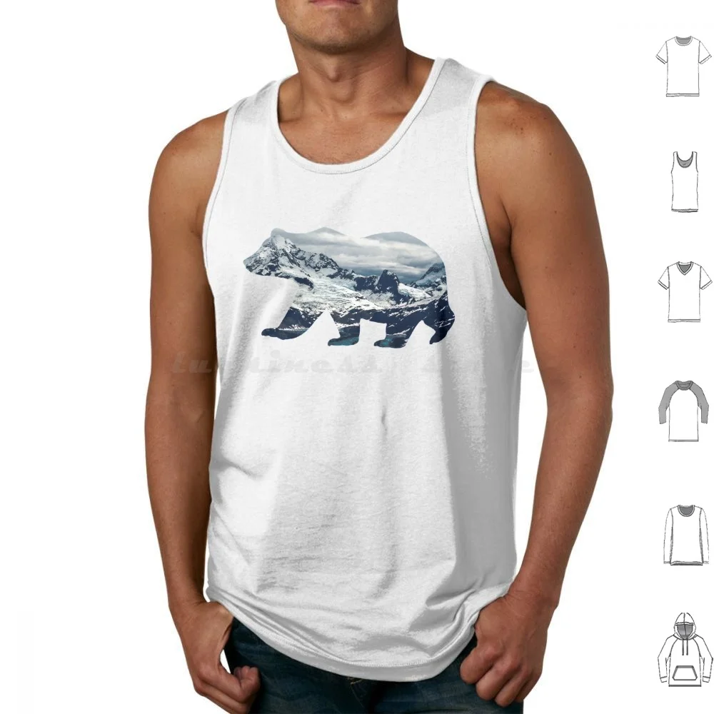 Walking Bear Tank Tops Print Cotton Bear Bears Natural Nature Hunting Animal Animals Forest Forests Wild Life Nature Wild