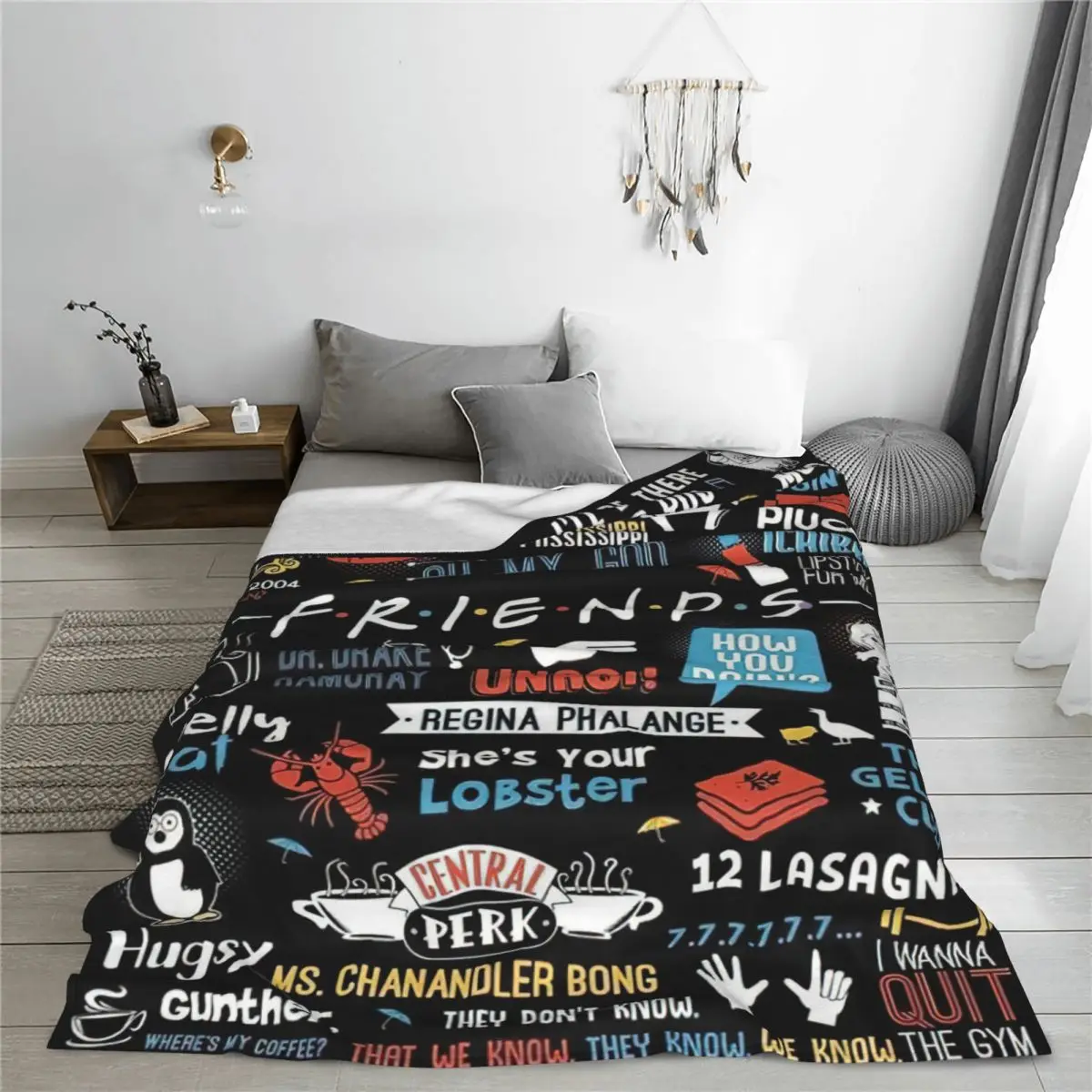 Friends TV Show Series Fleece Throw Blanket Cartoon Central Perk Blanket for Sofa Travel Ultra-Soft Bed Rug