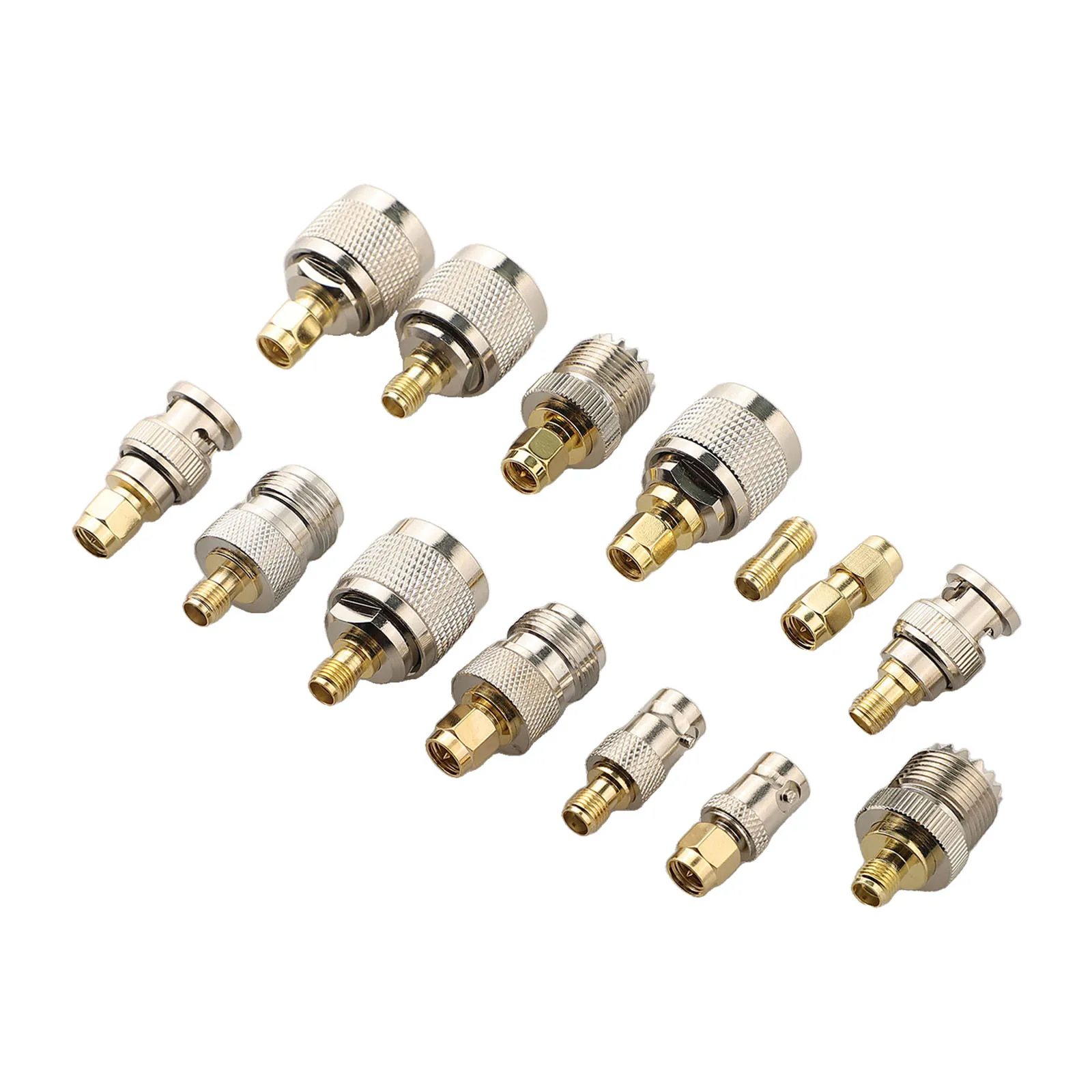 14pcs RF Coaxial Adapter Kit For SMA Male Female To BNC N Type UHF F Connector Set For Wireless Router Antenna Cable Coupling Nu