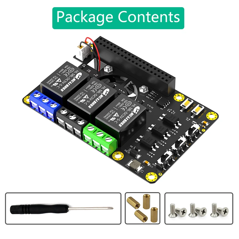 

NEW Expansion Module Rpi Power Relay Board For Raspberry Pi A+ 3A+ B+ 2B 3B 3B+ 4B with Dual Cooling Fan Auto Color Changing LED