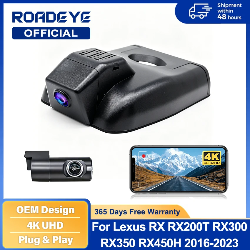 For Lexus RX RX200T RX300 RX350 RX450H 2016-2023 Dash Cam Camera DVR 4K UHD Night Vision Wifl Plug And Play Video Recorder
