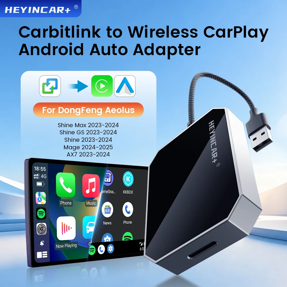 HEYINCAR Carbitlink Smartlink Easy Connect to Wireless CarPlay Android Auto Adapter For Dongfeng Aeolus Shine GS Max Mage AX7