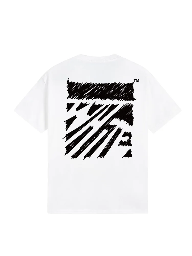 2024 New  Oil Painting Arrow Print Short Sleeve round Neck Large Size Women's T-shirt Trendy Cotton Commute Style