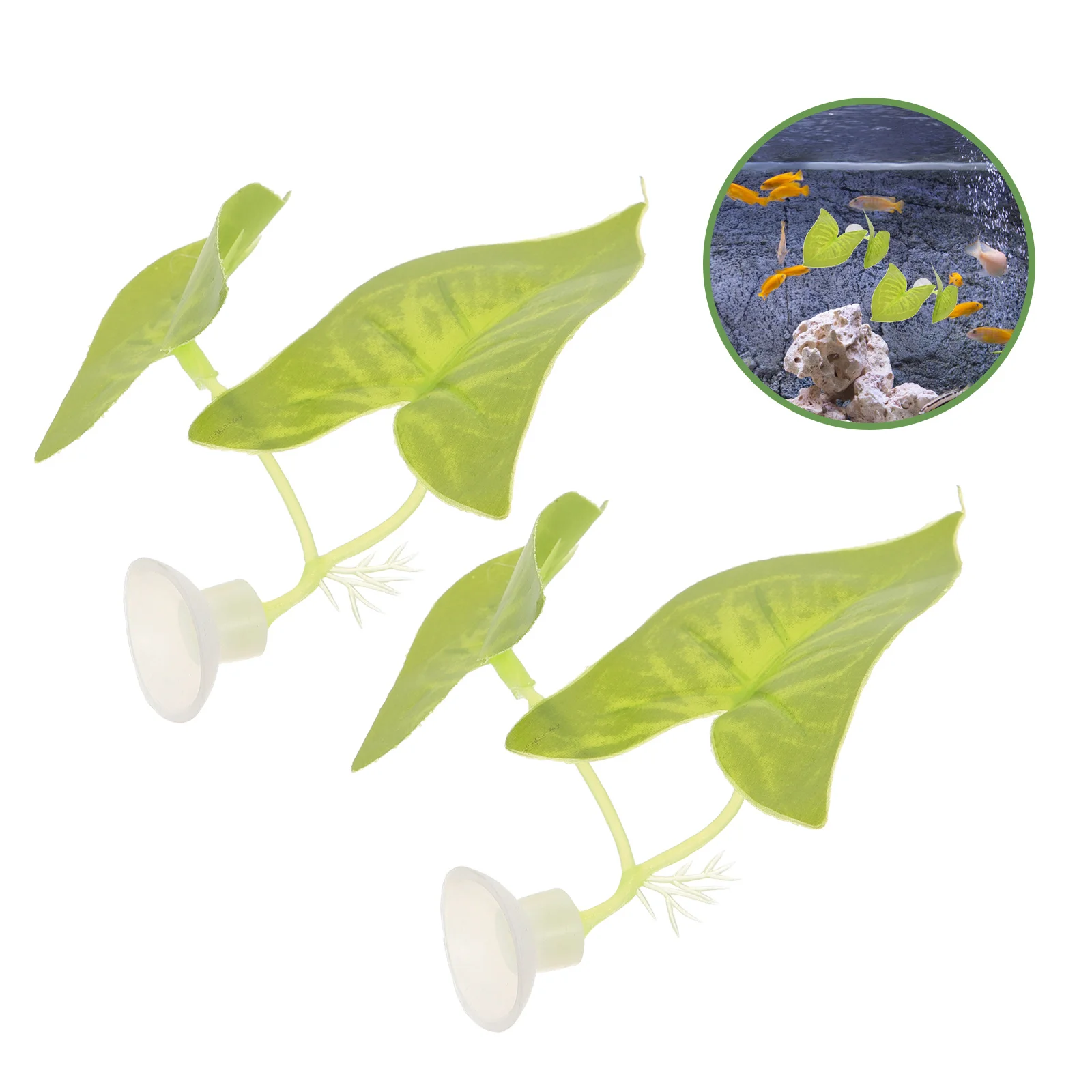 

2pcs Realistic Aquarium Leaf Decor For Betta Fish Tank Suction Cup Breeding Resting Bed Fish Hideout Leaves Plastic Plants