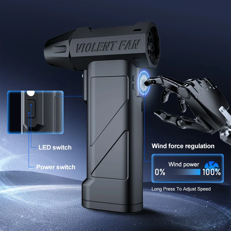 พัดลมเทอร์ไบน์ทรงพลัง 990,000 รอบต่อนาที, เครื่องดูดฝุ่นไร้สาย, มอเตอร์ไร้แปรงถ่านความเร็วสูง, เครื่องเป่าหิมะไฟฟ้า, ไฟ LED