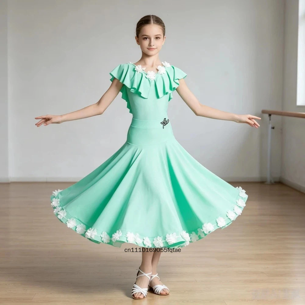 Girls Modern Dance Dress Standard Dance Waltz High Grade Professional Competition Costume Ballroom Dance Big Swing Skirt Wear