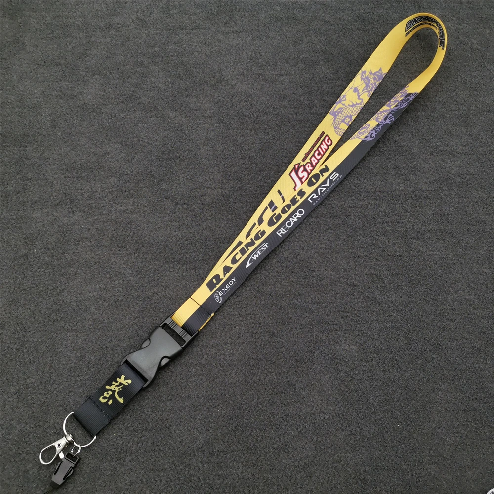 JDM Refitting Style JS RACING Lanyard Cellphone Car Keychain Employee's Card Holder Mobile Neck Strap With Quick Release for key