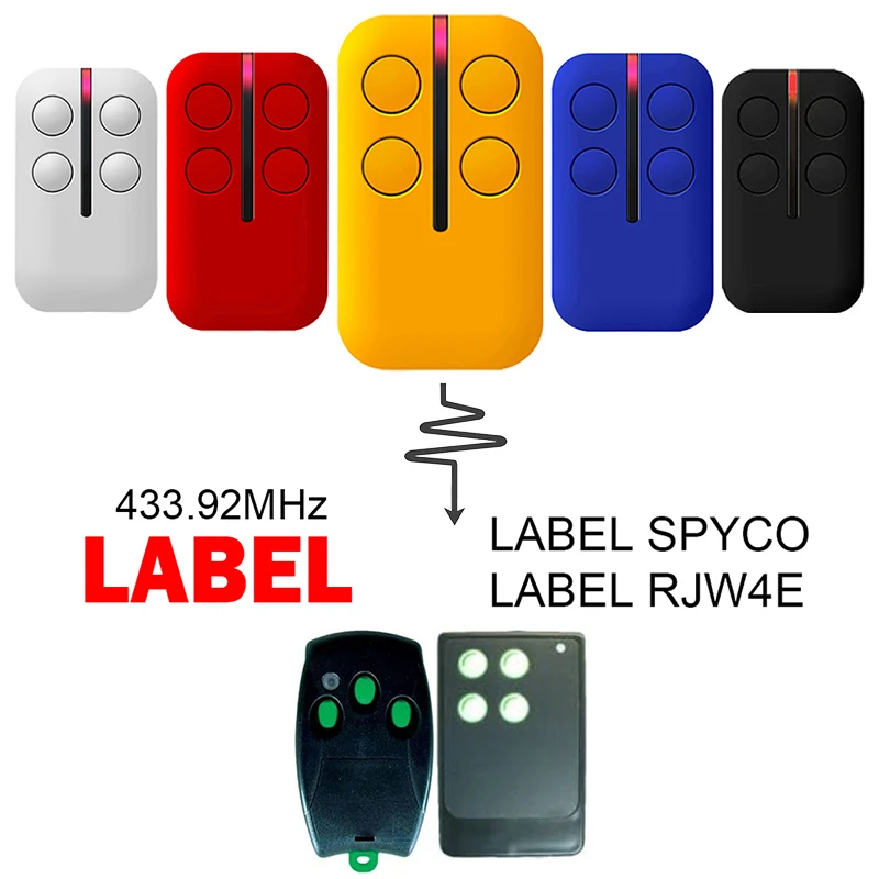 

LABEL RJW4E SPYCO Remote Control for Electric Gate 433.92MHz Garage Door Opener Remote Control LABEL Controller