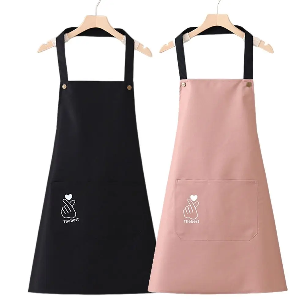 

Heart Printing Kitchen Apron Oil-proof Dirt-resistant Chef Aprons Solid color Sleeveless Overalls Household Cleaning Accessories