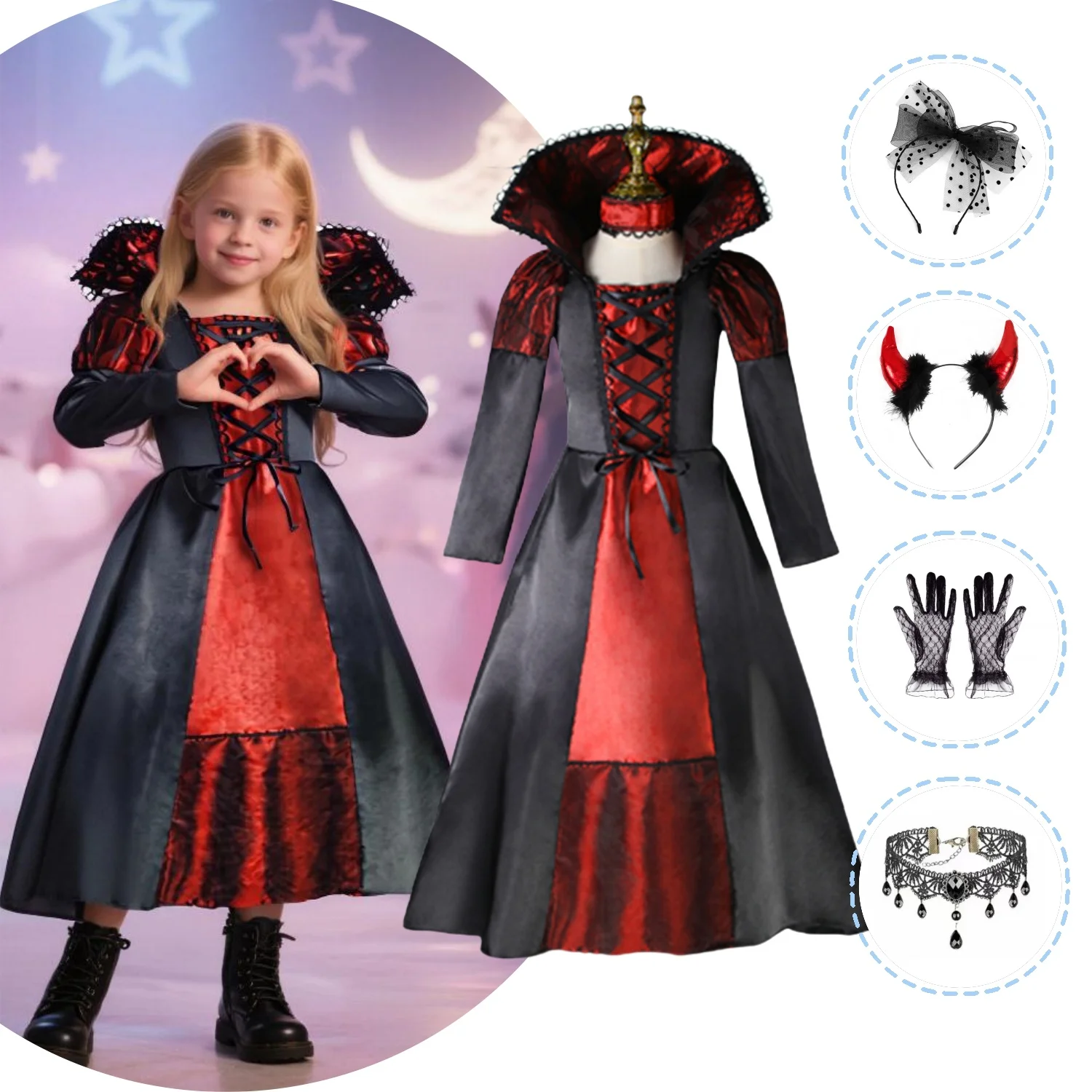 Vestidos de Halloween para Niñas 2025, Disfraz de Vampiresa de Fantasía, Vestido Largo con Tutú para Niñas, Traje de Carnaval para Niños, Ropa Gótica con Plumas