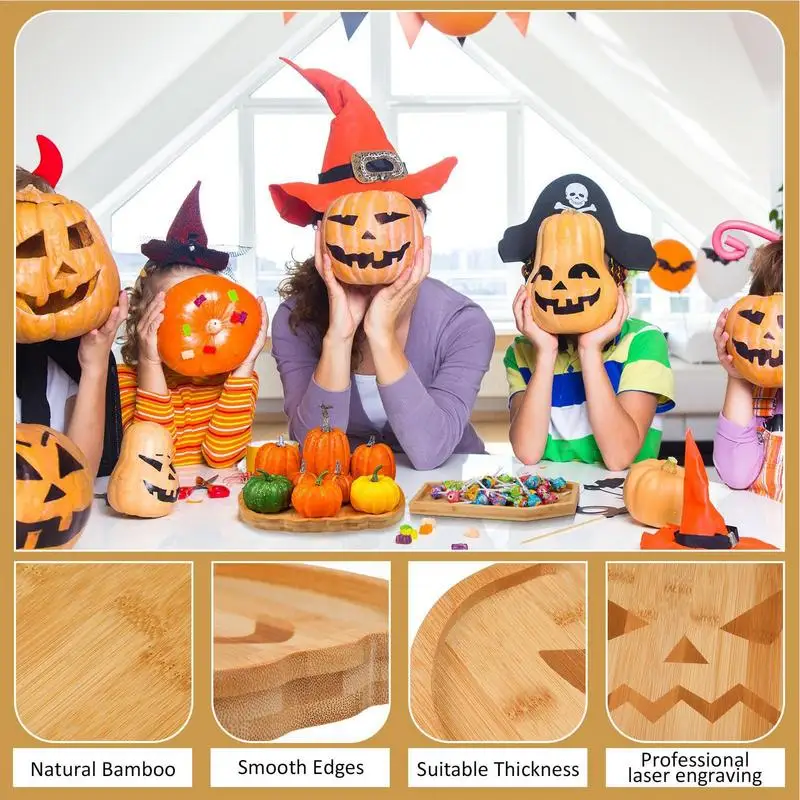 Creative Halloween Wooden Dinner Plate Dessert Food Container Containers Pumpkin And Coffin Cross Cake Serving Decorative Trays