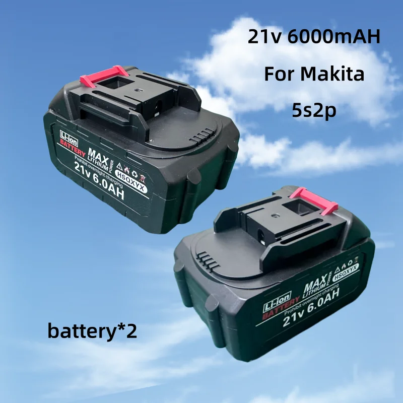 for Makita 21V 6.0Ah Smart Battery 5S2P Li-ion Pack 2H Fast Charging Overheat Protection for Power Tools Drills Safety Certified