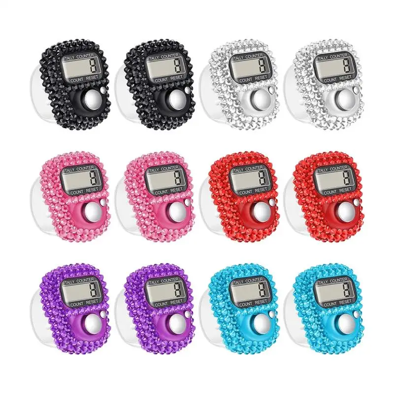 1PC Mini Electronic Finger Counter Hand Tally Clicker Counter Ring Digital Counters Knitting Row Counter Strokes Contador