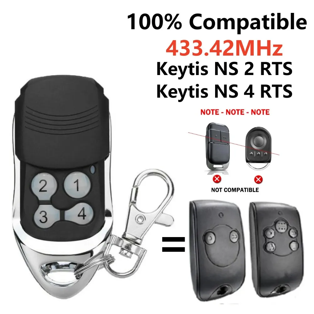 Garage Door Remote Control Comaptible With KEYGO 4 NS2 NS4 RTS 433,42MHz