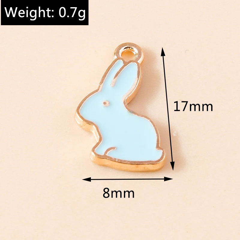 Leslie 10 Stück niedliche Häschen-Emaille-Mini-Kaninchen-Charms für DIY-Schmuckherstellung, Tier-Anhänger, Halskette, Ohrringe, Zubehör – Detail 17