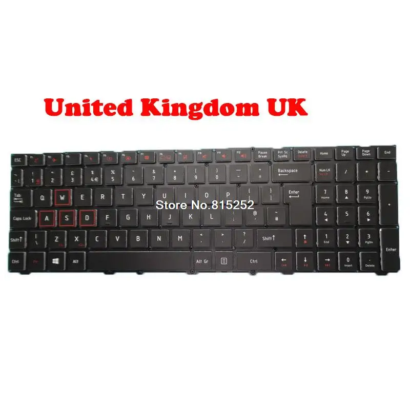 UK Keyboard For MEDION Erazer Deputy P10 MD63665 MD61803 MD61827 MD61876 MD61877 MD61878 MD61879 MD61881 Black With Backlit