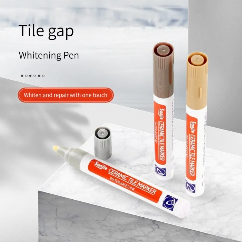 6 sztuk płytki długopis ściany fugi Restorer Pen naprawy Marker spoina Filler Pen do przywracania płytki ściana podłoga łazienki i kuchni (biały) — zdjęcie produktu 2