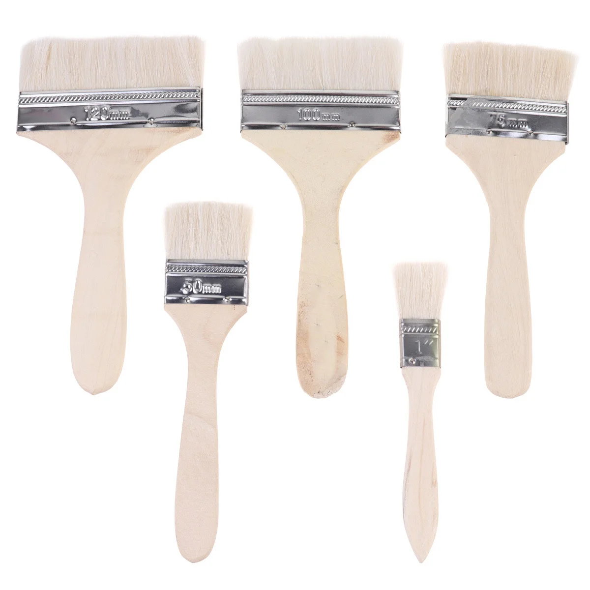 

5pcs Wool Brush Set For Painting Baking Chip Touchup Durable Smooth Handle Multi Functional Art Craft Utility Brushes