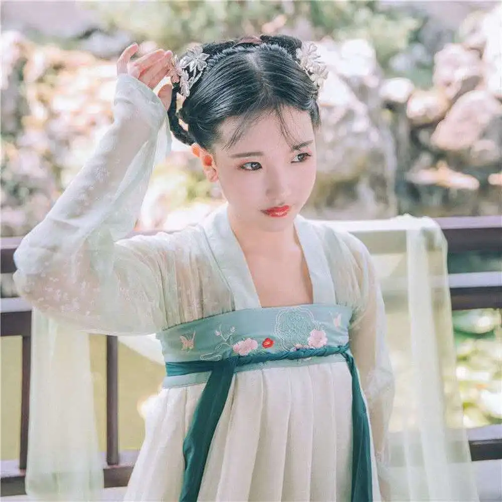 Chinese Oude Folk Dance Vrouwen Fairy Dress Retro Tang-dynastie Prinses Cosplay Stadium Slijtage Aziatische Traditionele Hanfu Groen