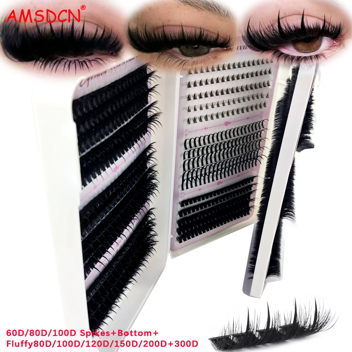 HBZGTLAD 200D-60D Volumen-Wimpernbüschel mit Spitzenenden, 5D Flauschige Wimpernbüschel, Manga-Wimpern, Einzelne Wimpernbüschel, Verlängerte Wimpern – Detail 13