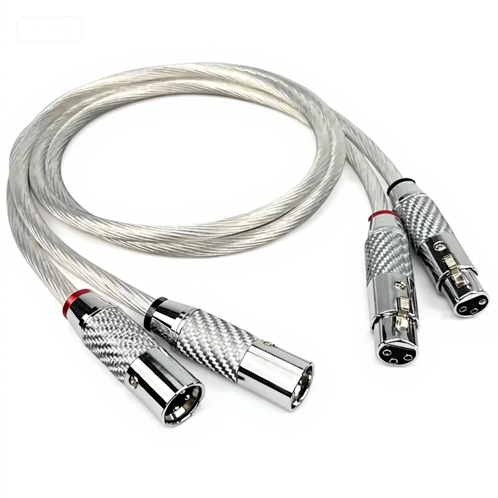 Пара XLR-кабелей 7N OCC Посеребренный аудиокабель XLR с родиевой пластиной из углеродного волокна Разъем XLR Усилитель Звуковой кабель Смешанный Weavin