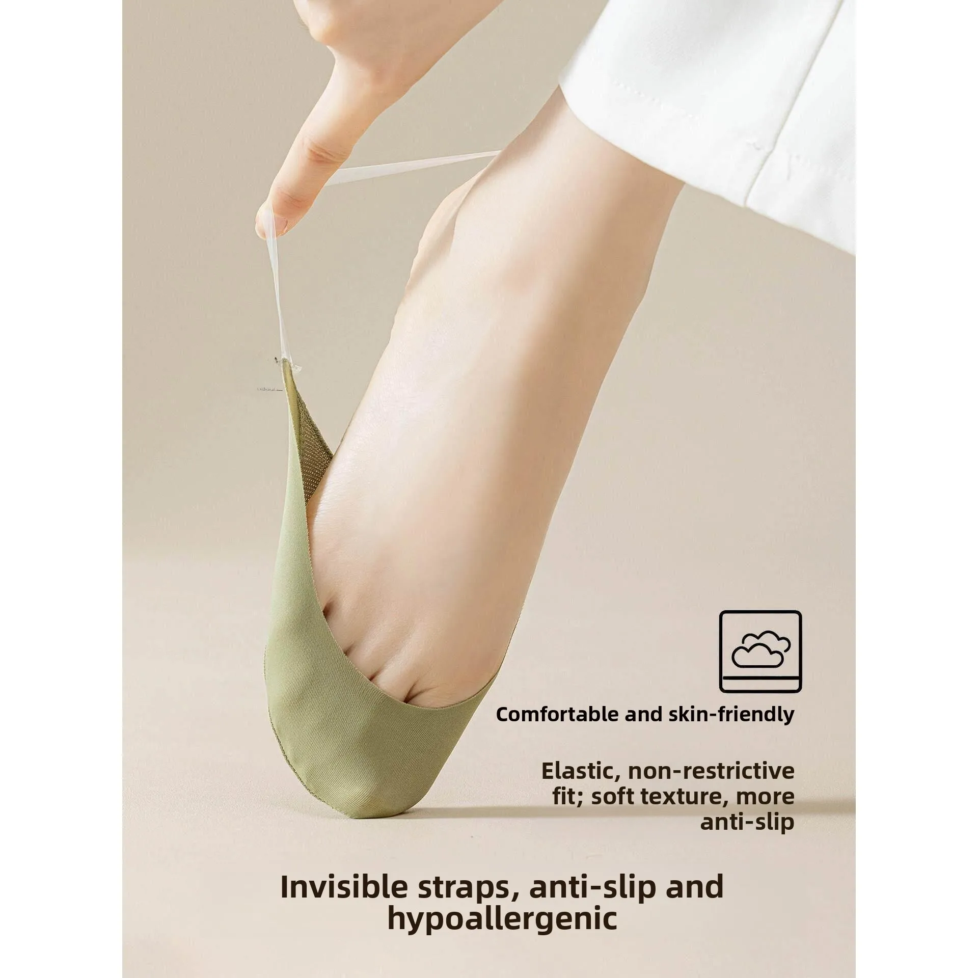 Invisible Large Size Strap Socks for Women Summer Ice Cool Ultra-Light High Heels Socks Non-Slip 4044 Thin Mouth Boat Socks