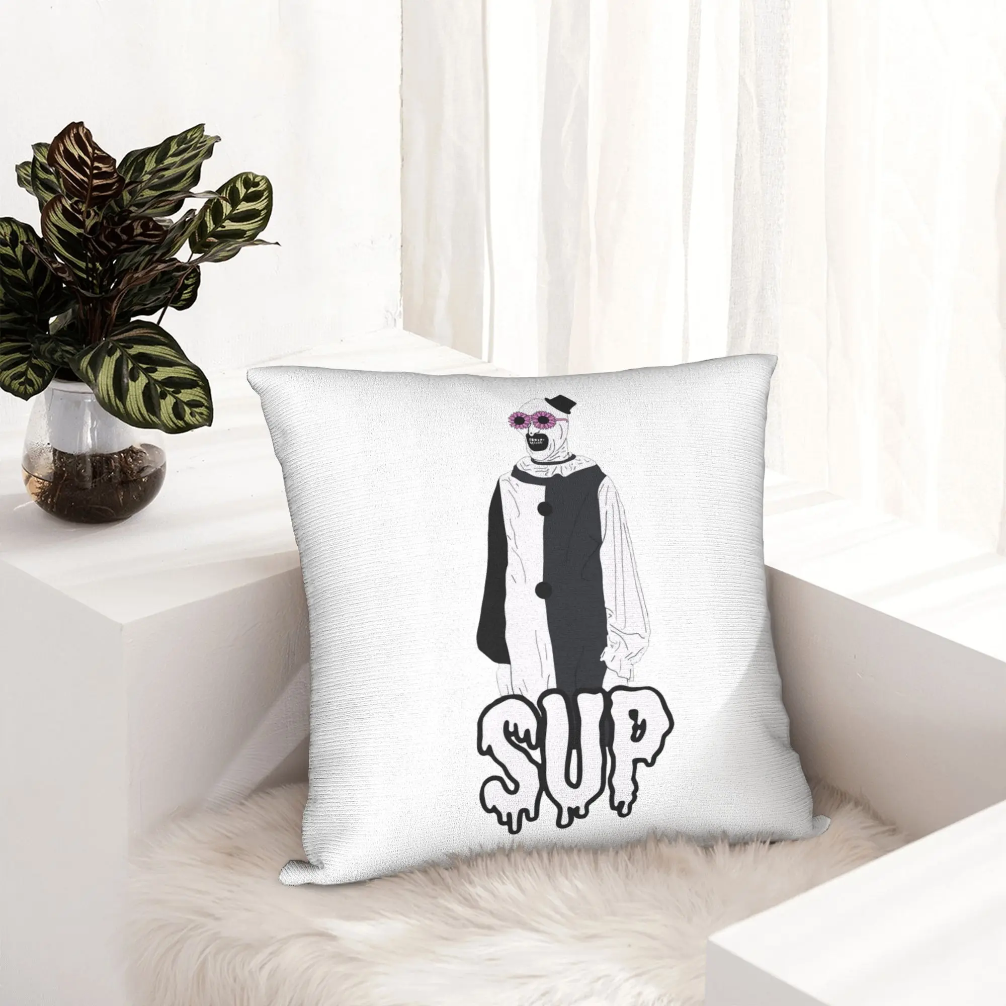 Terrifiers Art The Clown Pillowcase Soft Cushion Cover Decor Halloween Throw Pillow Case Cover Home Zipper