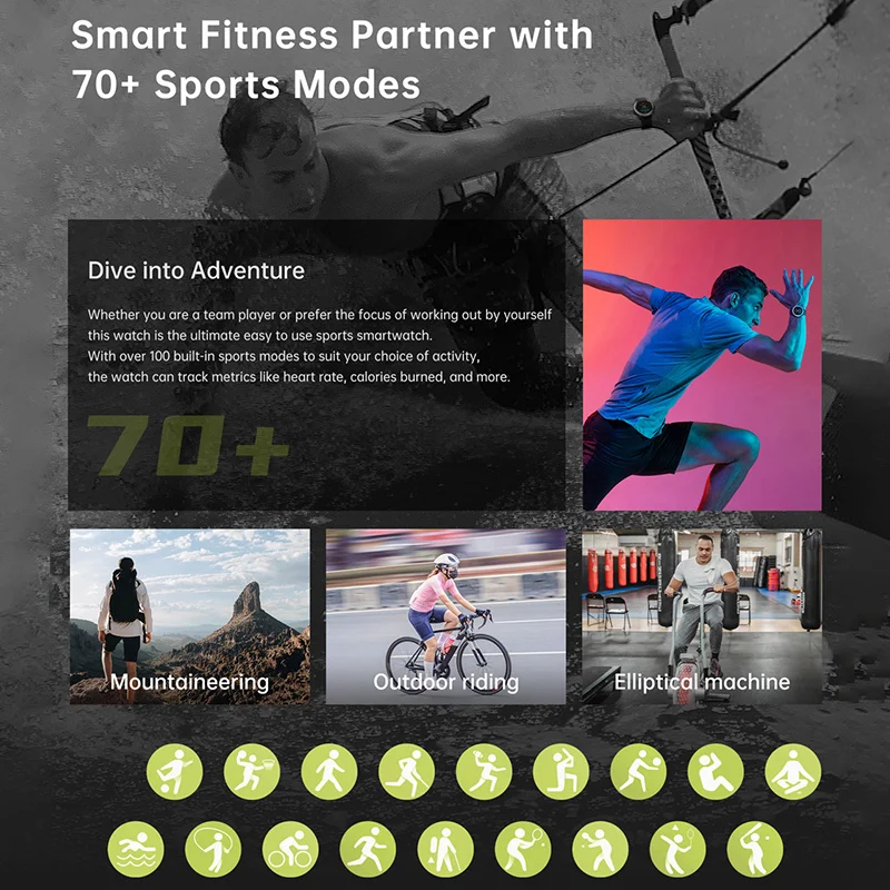3ATM مقاوم للماء ساعة ذكية 1.34 بوصة AMOLED 500mAh الرياضة بلوتوث دعوة صوت مساعد ساعة ذكية للرجال والنساء