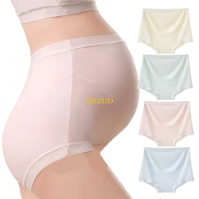 QX2D Maternity Cotton Underwear High Waist Full Coverage Belly Support for Pregnancy