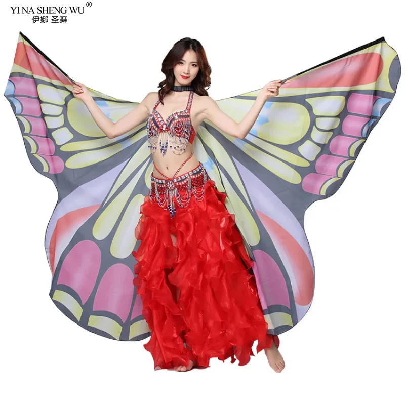 Bauchtanz-Requisiten, Schmetterlingsflügel, für Erwachsene, 360 Grad, große Schmetterlingsflügel, 145 cm x 290 cm, mehrfarbige Tanz-Requisiten, Chiffon-Farbflügel
